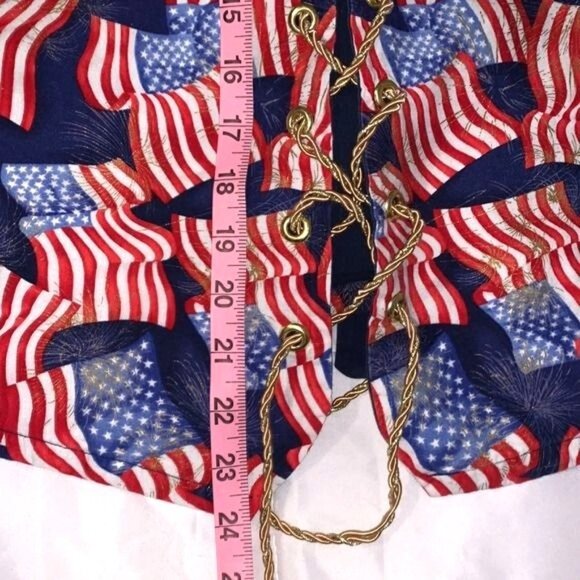 Set Of 2 Patriotic Flag Lace-Up Vests With Red White & Blue Patterns - Picture 7 of 9